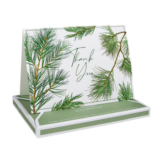 Caspari Pine Branches Thank You Notes - 8 Note Cards And Envelopes 92626.44B