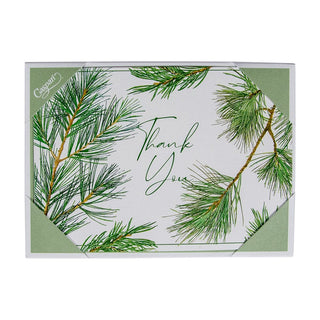 Caspari Pine Branches Thank You Notes - 8 Note Cards And Envelopes 92626.44B