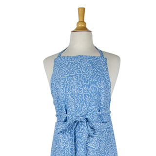 Caspari Block Print Leaves Blue & White Aprons - 1 Apron APR009A