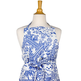 Caspari Pagoda Toile Blue & White Aprons - 1 Apron APR012A