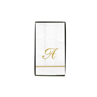 Caspari Hemstitch Script Initial Guest Towel Napkins - 40 Per Box