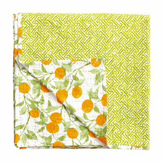 Caspari Reversible Kantha Table Cover in Orange Grove - 1 Each FTC010