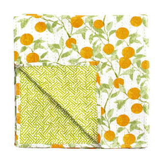 Caspari Reversible Kantha Table Cover in Orange Grove - 1 Each FTC010