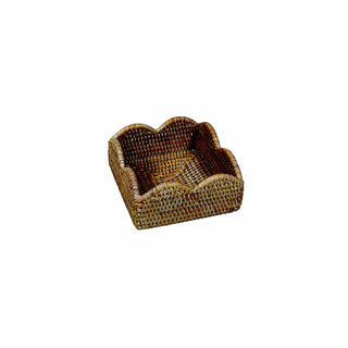 Caspari Rattan Scalloped Cocktail Napkin Holders in Natural - 1 Napkin Holder HC101