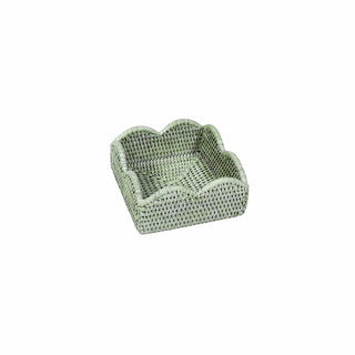 Caspari Rattan Scalloped Cocktail Napkin Holders in Green - 1 Napkin Holder HC104