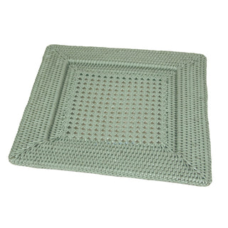 Caspari Rattan Square Charger Plate in Green - 1 Charger Plate HDP01GR