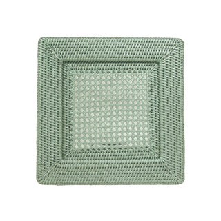 Caspari Rattan Square Charger Plate in Green - 1 Charger Plate HDP01GR