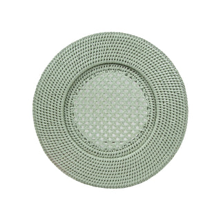 Caspari Rattan Round Charger Plate in Green - 1 Charger Plate HDP02GR