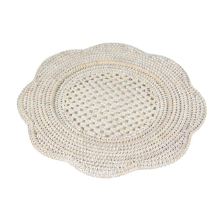 Caspari Rattan Scalloped Round Charger Plate in Cream - 1 Charger Plate HDP103