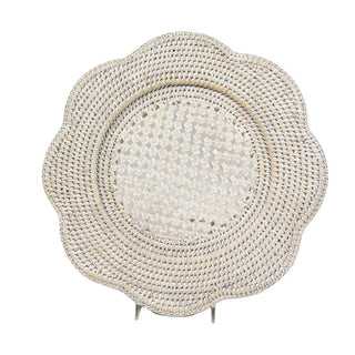 Caspari Rattan Scalloped Round Charger Plate in Cream - 1 Charger Plate HDP103