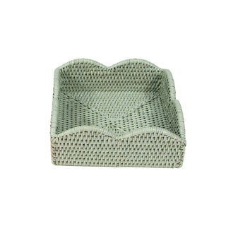 Caspari Rattan Scalloped Luncheon Napkin Holders in Green - 1 Napkin Holder HL104