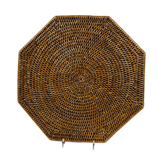 Caspari Rattan Octagonal Placemat in Natural - 1 Placemat HPM801