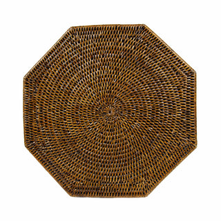 Caspari Rattan Octagonal Placemat in Natural - 1 Placemat HPM801