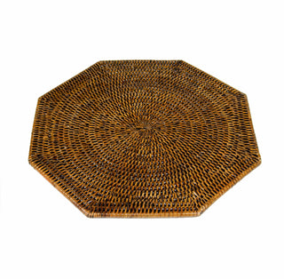 Caspari Rattan Octagonal Placemat in Natural - 1 Placemat HPM801