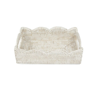 Caspari Rattan Scalloped Small Tray in Cream - 1 Placemat HTR003