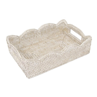 Caspari Rattan Scalloped Small Tray in Cream - 1 Placemat HTR003