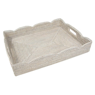 Caspari Rattan Scalloped Large Tray in Cream - 1 Placemat HTR103