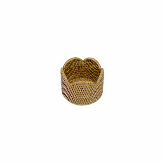 Caspari Rattan Scalloped Wine Coaster in Cream - 1 Coaster HWC103