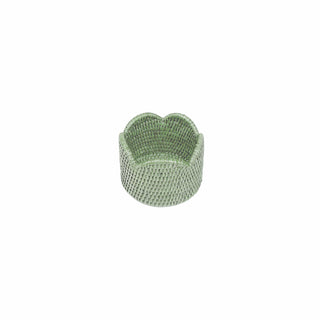 Caspari Rattan Scalloped Wine Coaster in Green - 1 Coaster HWC104