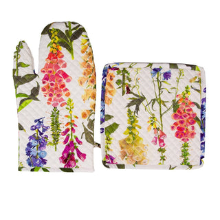 Caspari Foxgloves Oven Mitts And Pot Holders Set - 1 Piece Of Each OMPH011A