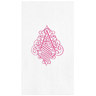 Personalization by Caspari Caspari Antique Ornate Single Initial Personalized Guest Towel Napkins ORNATEGUEST