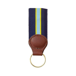 Barrons-Hunter Navy, Light Blue and Yellow Key Ring with Leather Trim WG294KS