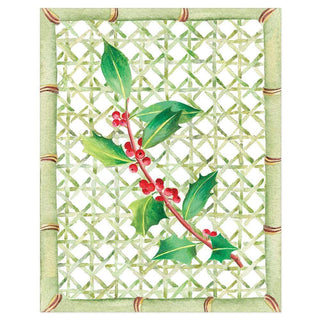 Caspari Holly on Trellis Mini Boxed Christmas Cards - 15 Cards & 15 Envelopes 100019