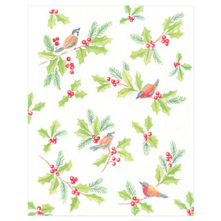 Caspari Song Birds and Greenery Mini Boxed Christmas Cards - 16 Cards & 16 Envelopes 100029