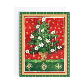 Caspari Tree with Flowers and Lights Boxed Christmas Cards - 16 Cards & 16 Envelopes 100206