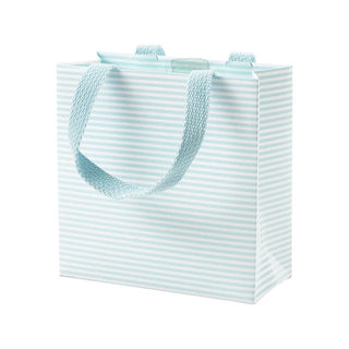 Caspari Mini Stripe Small Square Gift Bag in Robin's Egg - 1 Each 100220B1.5