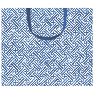 Caspari Fretwork Large Gift Bag in Blue - 1 Each 10024B3