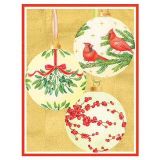 Caspari Handpainted Ornaments Large Boxed Christmas Cards - 16 Cards & 16 Envelopes 100306