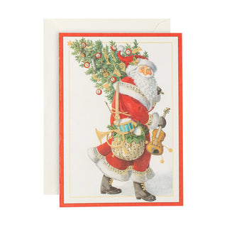 Caspari Musical Santa Small Boxed Christmas Cards - 16 Cards & 16 Envelopes 101101