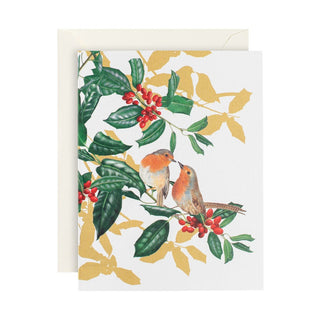 Caspari Birds on Holly Branch Boxed Christmas Cards - 16 Cards & 16 Envelopes 101230