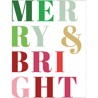 Caspari Merry And Bright Foil Boxed Christmas Cards - 16 Cards & 16 Envelopes 102242