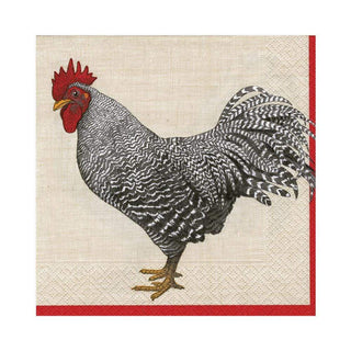 Caspari Le Coq Paper Luncheon Napkins in Ivory - 20 Per Package 10350L