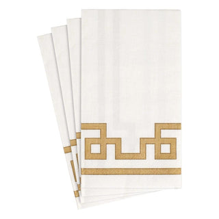 Caspari Rive Gauche Paper Guest Towel Napkins in Gold & White - 15 Per Package 12541G