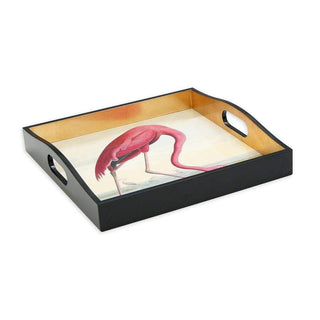 Caspari Audubon Birds Flamingo Lacquer Square Tray - 1 Each 13120LQSQR