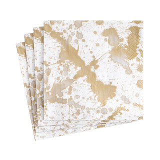 Caspari Splatterware Paper Cocktail Napkins in Gold - 20 Per Package 13192C