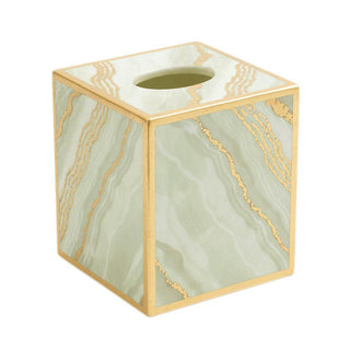 Caspari Marble Lacquer Tissue Box Cover in Moonlight Grey - 1 Each 13743LQTB