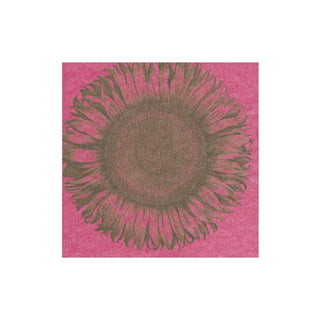 Caspari Etched Sunflower Paper Linen Cocktail Napkins in Fuchsia - 15 Per Package 14301CG