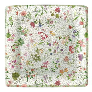 Caspari English Country Garden Square Paper Dinner Plates - 8 Per Package 14460DP