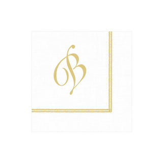 Caspari Hemstitch Script Single Initial Paper Cocktail Napkins - 20 Per Package B 14600C.B