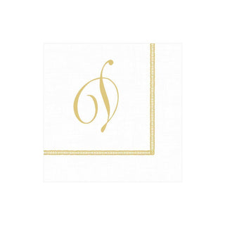 Caspari Hemstitch Script Single Initial Paper Cocktail Napkins - 20 Per Package D 14600C.D