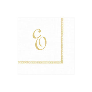 Caspari Hemstitch Script Single Initial Paper Cocktail Napkins - 20 Per Package E 14600C.E