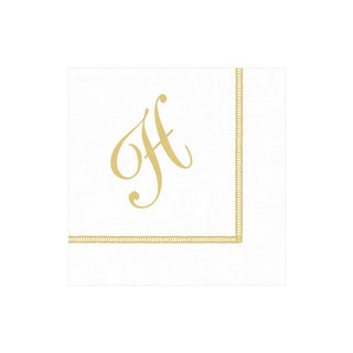 Caspari Hemstitch Script Single Initial Paper Cocktail Napkins - 20 Per Package H 14600C.H