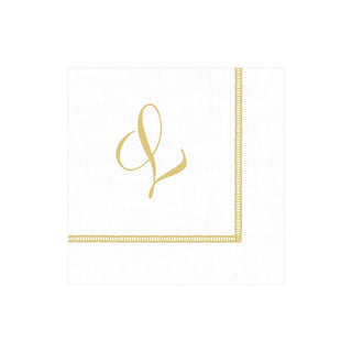 Caspari Hemstitch Script Single Initial Paper Cocktail Napkins - 20 Per Package L 14600C.L