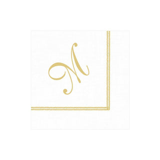 Caspari Hemstitch Script Single Initial Paper Cocktail Napkins - 20 Per Package M 14600C.M