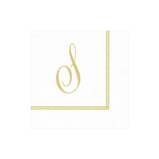 Caspari Hemstitch Script Single Initial Paper Cocktail Napkins - 20 Per Package S 14600C.S