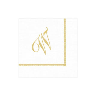 Caspari Hemstitch Script Single Initial Paper Cocktail Napkins - 20 Per Package W 14600C.W